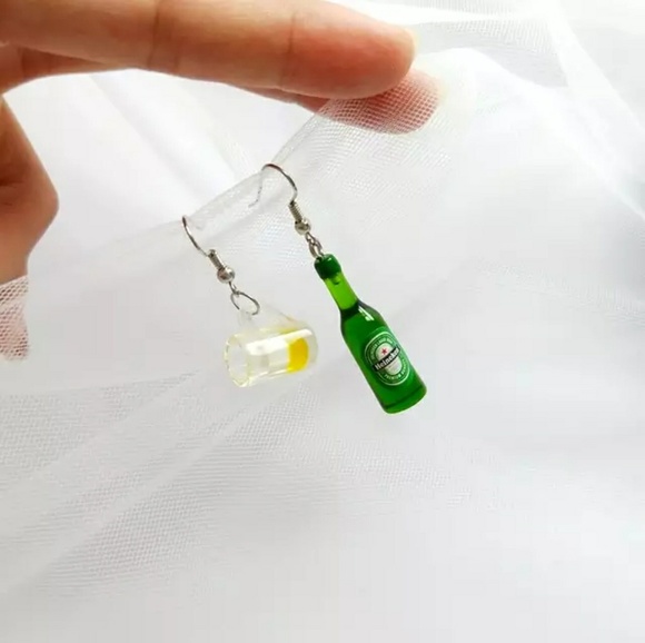 Jewelry - New!! Heineken & Glass Earrings